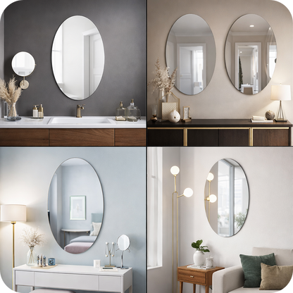 Buy 1 Get 1 Free Oval Sticker Mirror for Wall Decor | Acrylic Adhesive Wall Mirror for Bedroom Bathroom Living Room