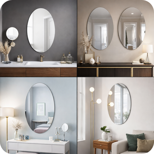 Buy 3 Get 1 Free – Oval Acrylic Mirror Wall Sticker (30x20 cm) | Unbreakable | Easy Stick Home Décor