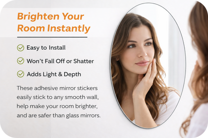 Buy 1 Get 1 Free Oval Sticker Mirror for Wall Decor | Acrylic Adhesive Wall Mirror for Bedroom Bathroom Living Room
