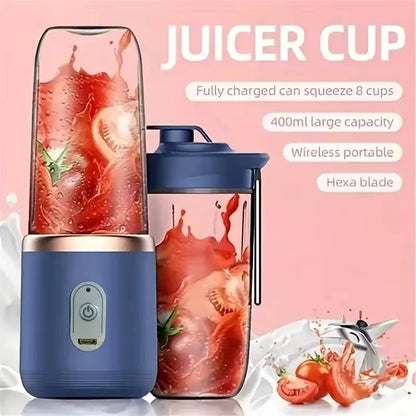 Portable Blender USB Rechargeable 500ML | 6 Blade Smoothie Maker | 3 Speed Juicer Mixer | Powerful 1500mAh Battery Personal Blender for Fruits &amp; Shakes